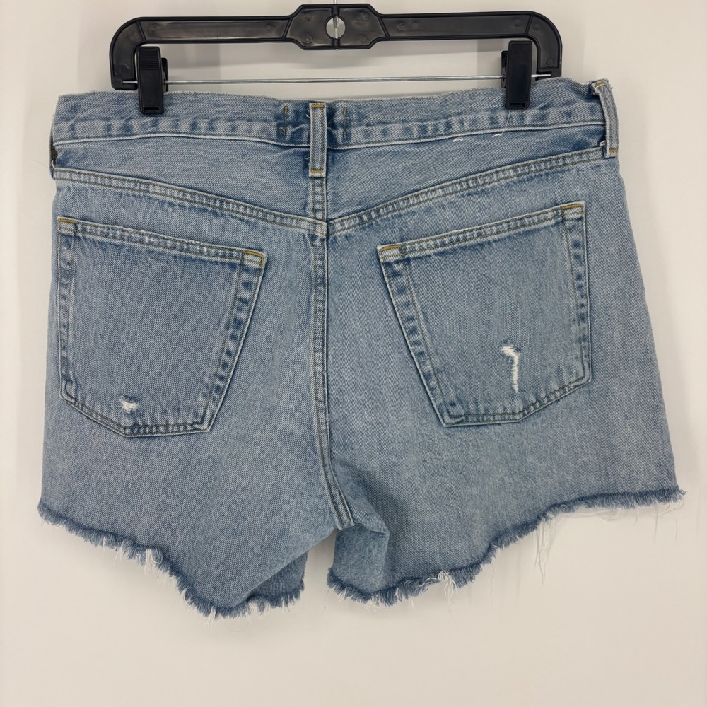 Agolde Parker Long Denim Shorts Swapmeet Light Blue Wash Women Size 31 Raw Hem - Picture 10 of 15